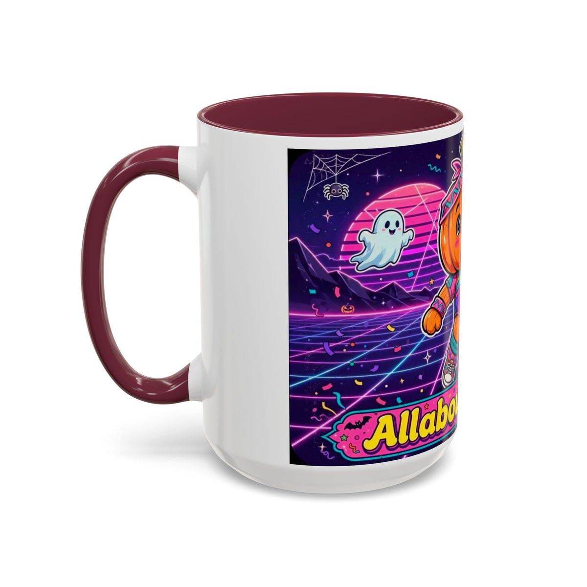 80s Retro Pumpkin Mug – Cute Neon Halloween Coffee Cup (11oz/15oz)