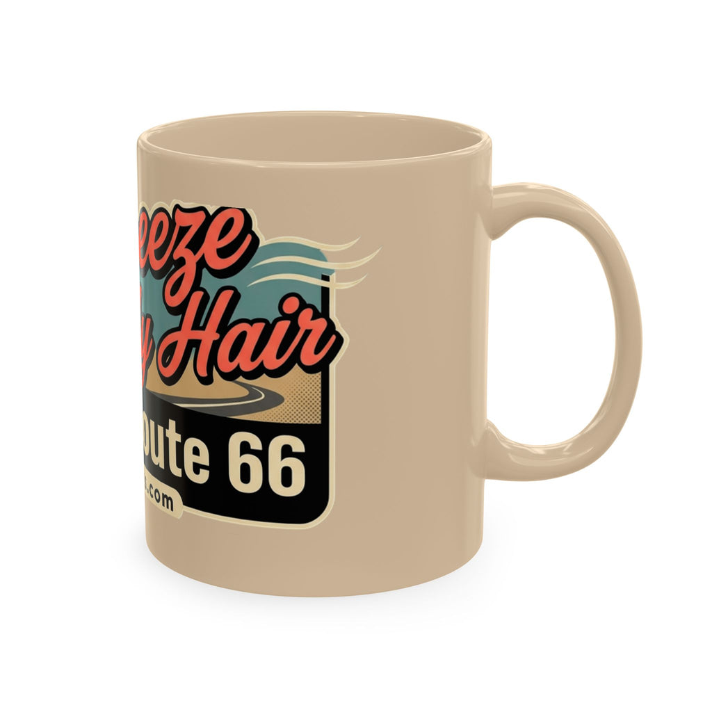 Cool Breeze in My Hair Route 66 Motorcycle Mug — Retro Biker Coffee Cup