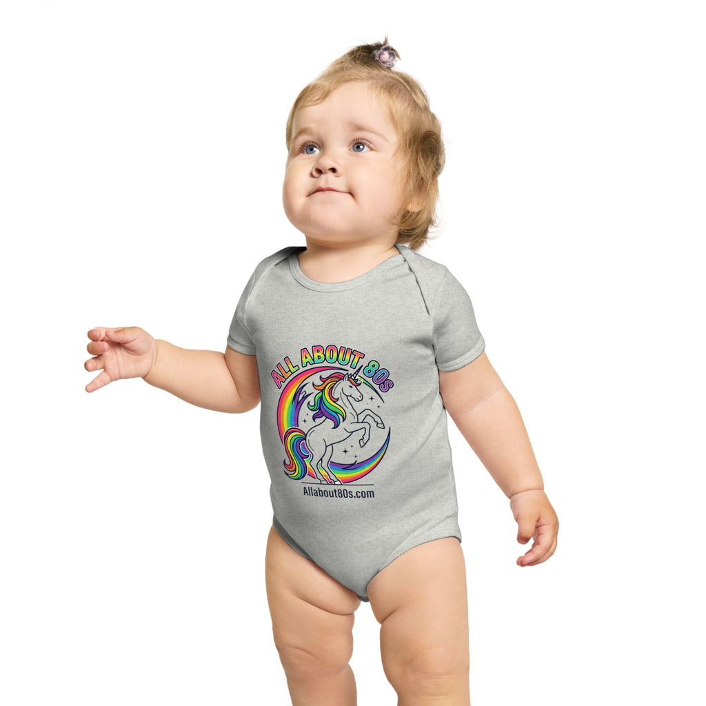 Baby Bodysuit — Rainbow Unicorn "All About 80s" Infant Onesie