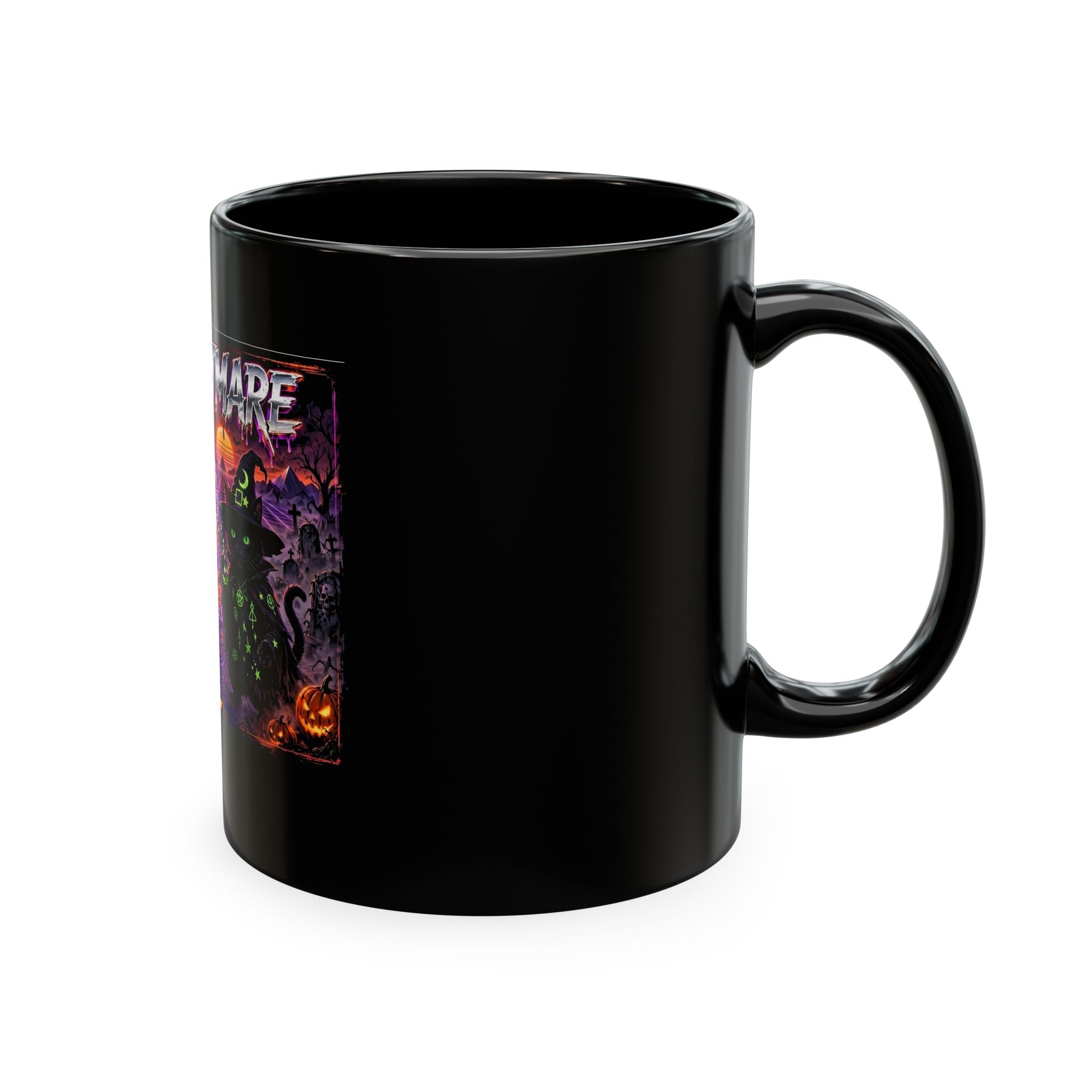 Halloween Nightmares Ceramic Mug – 80s Horror Retro Pumpkin Witch Coffee Cup