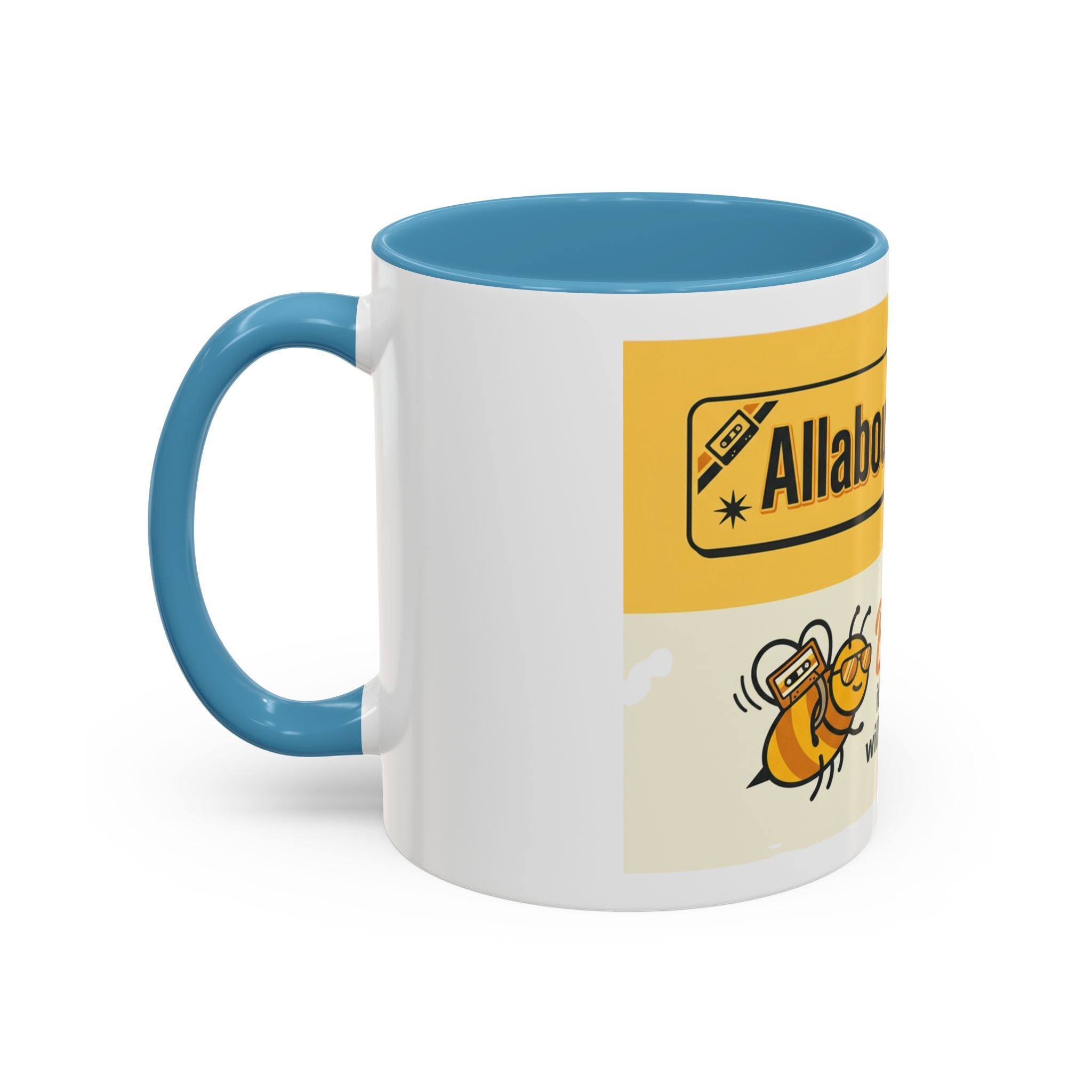 AllAbout80s 'Beecause' Accent Coffee Mug – Retro 80s Bee Design (11/15oz)