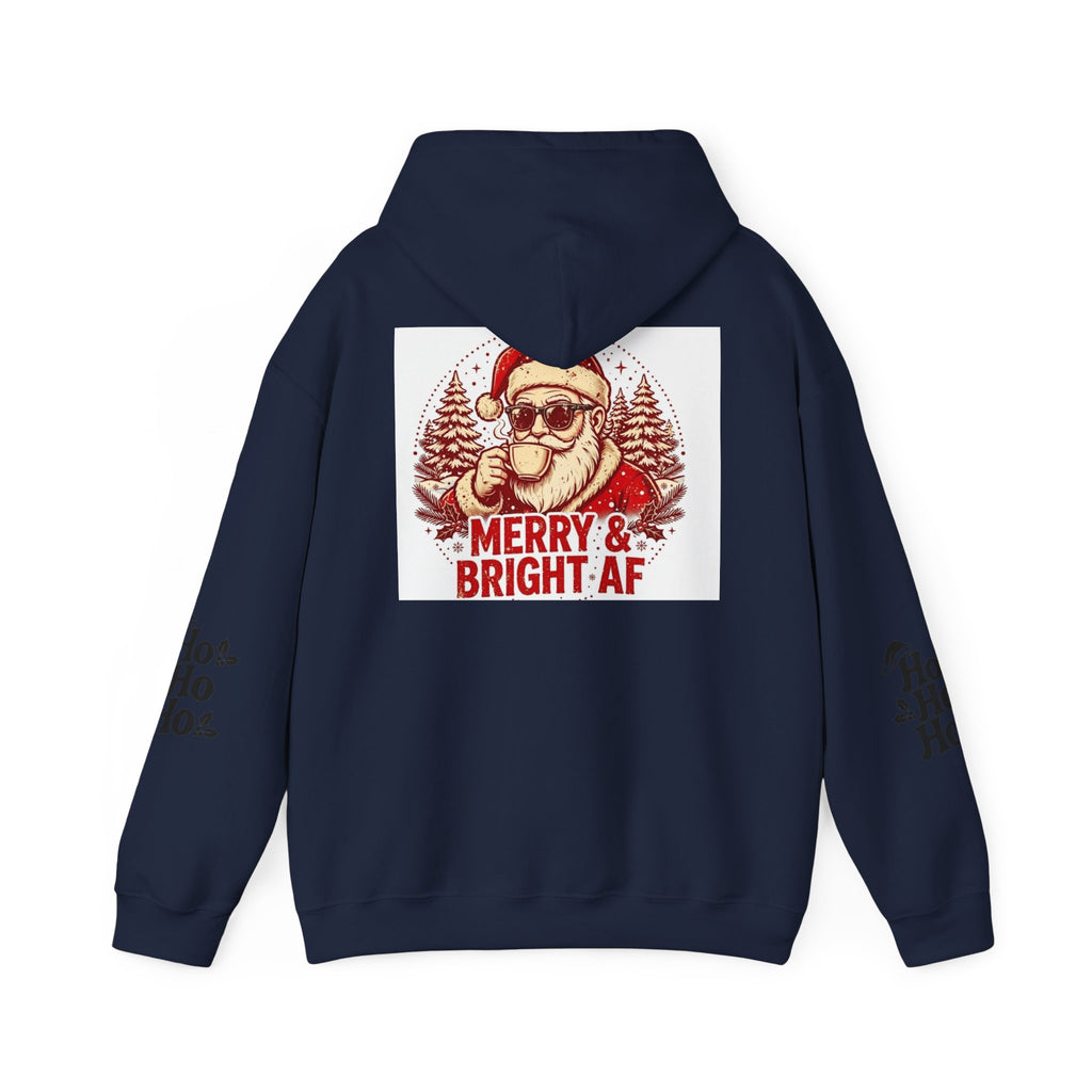 Merry & Bright AF Christmas Santa Hoodie