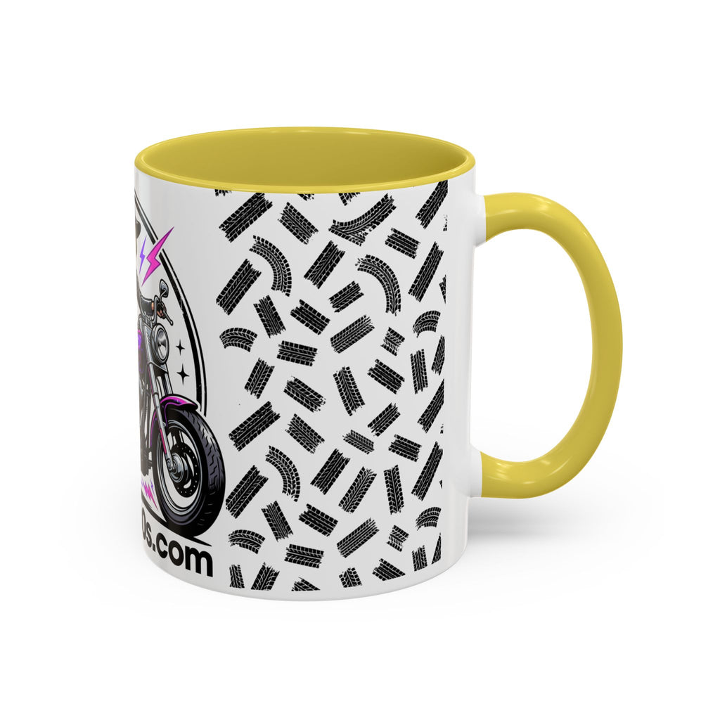 Witch Biker Motorcycle Mug — Retro 80s Neon Witch on Bike Coffee Cup (11oz/15oz)