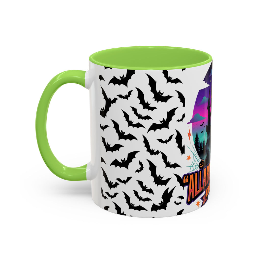 Halloween Haunted Castle Coffee Mug — Colorful Bat Pattern 11oz/15oz