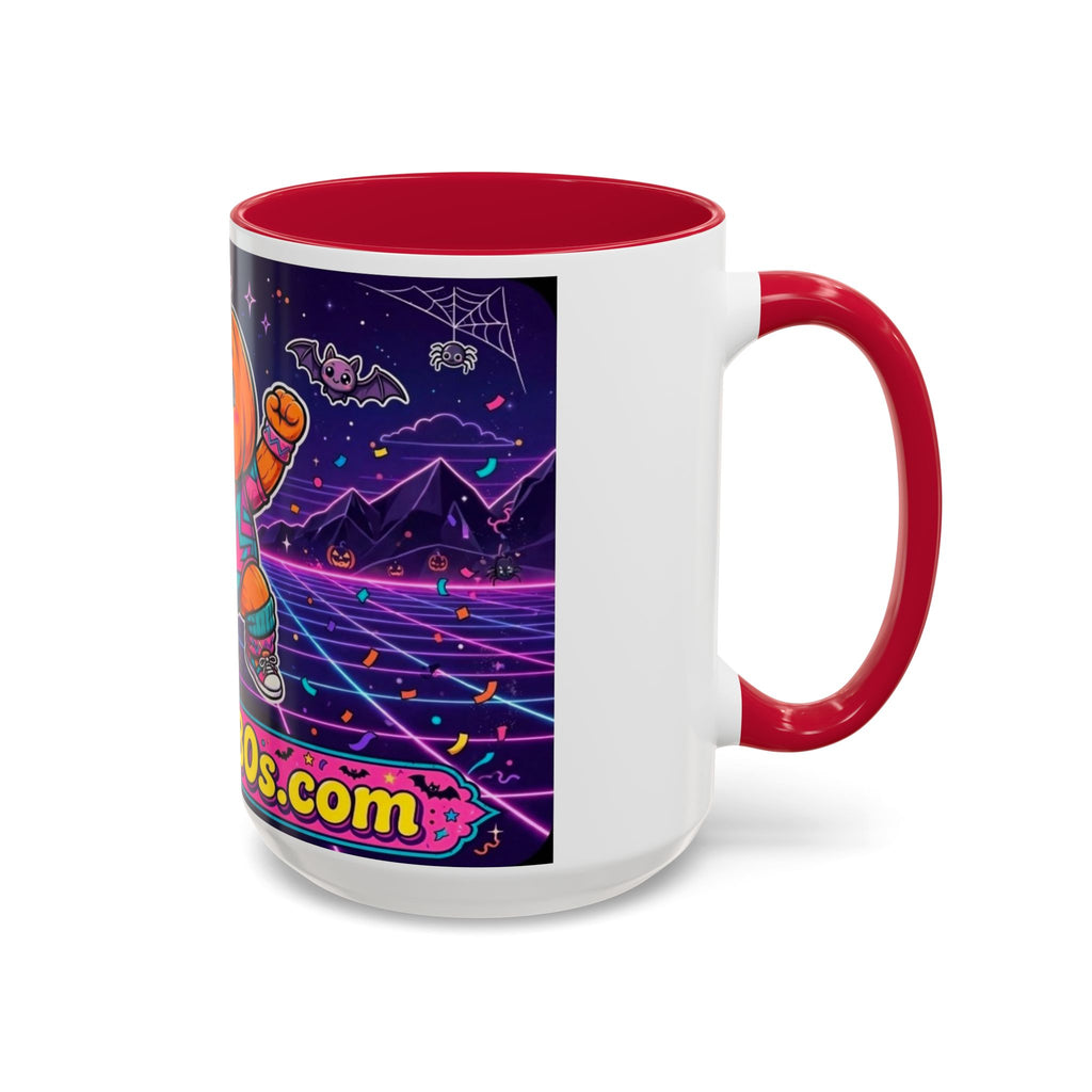 80s Retro Pumpkin Mug – Cute Neon Halloween Coffee Cup (11oz/15oz)