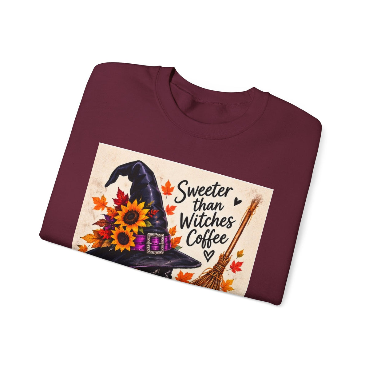 Sweater — 'Sweeter Than Witches Coffee' Halloween Witch Graphic Crewneck Sweatshirt