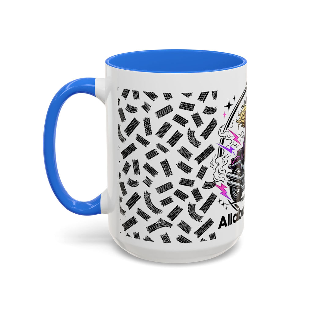 Witch Biker Motorcycle Mug — Retro 80s Neon Witch on Bike Coffee Cup (11oz/15oz)
