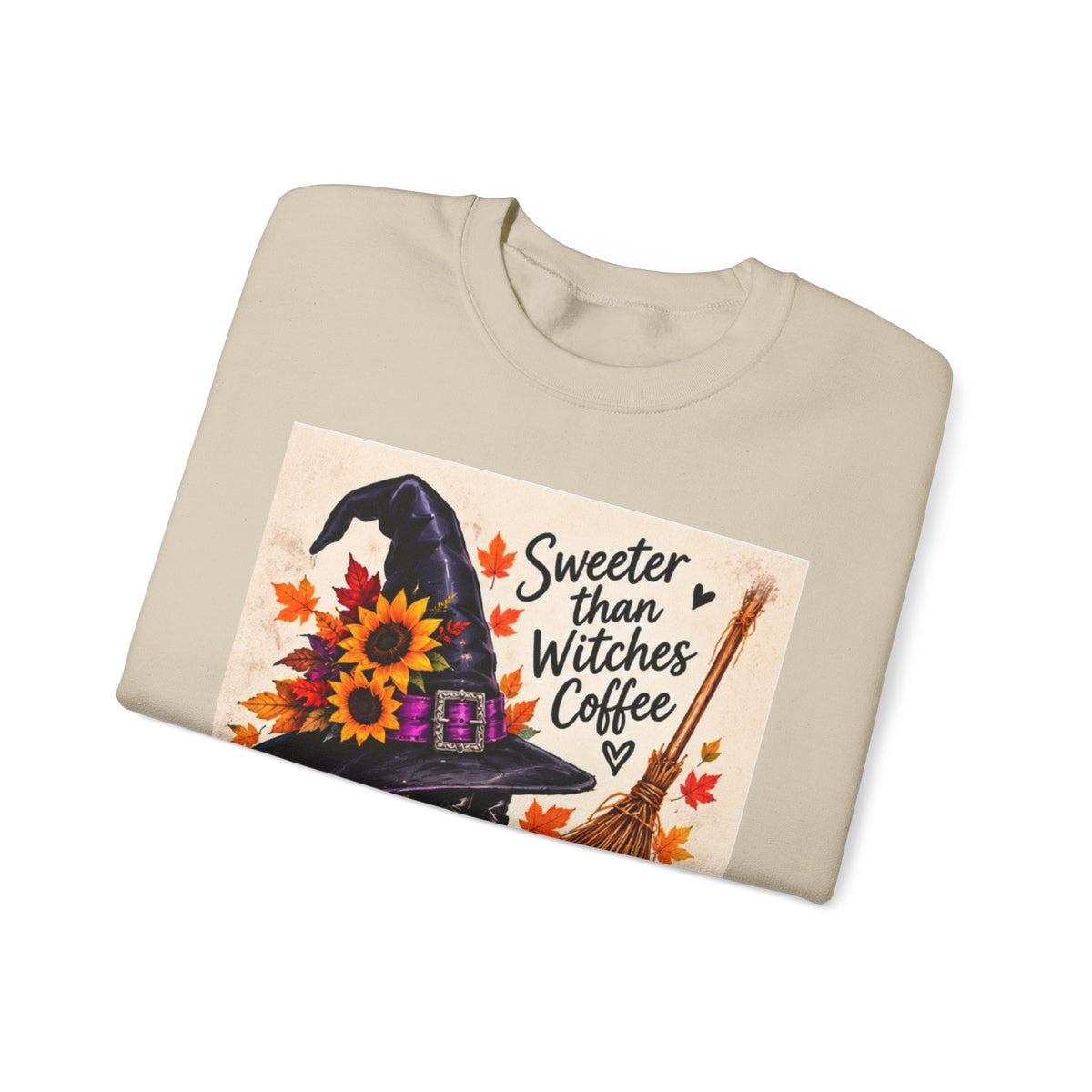 Sweater — 'Sweeter Than Witches Coffee' Halloween Witch Graphic Crewneck Sweatshirt