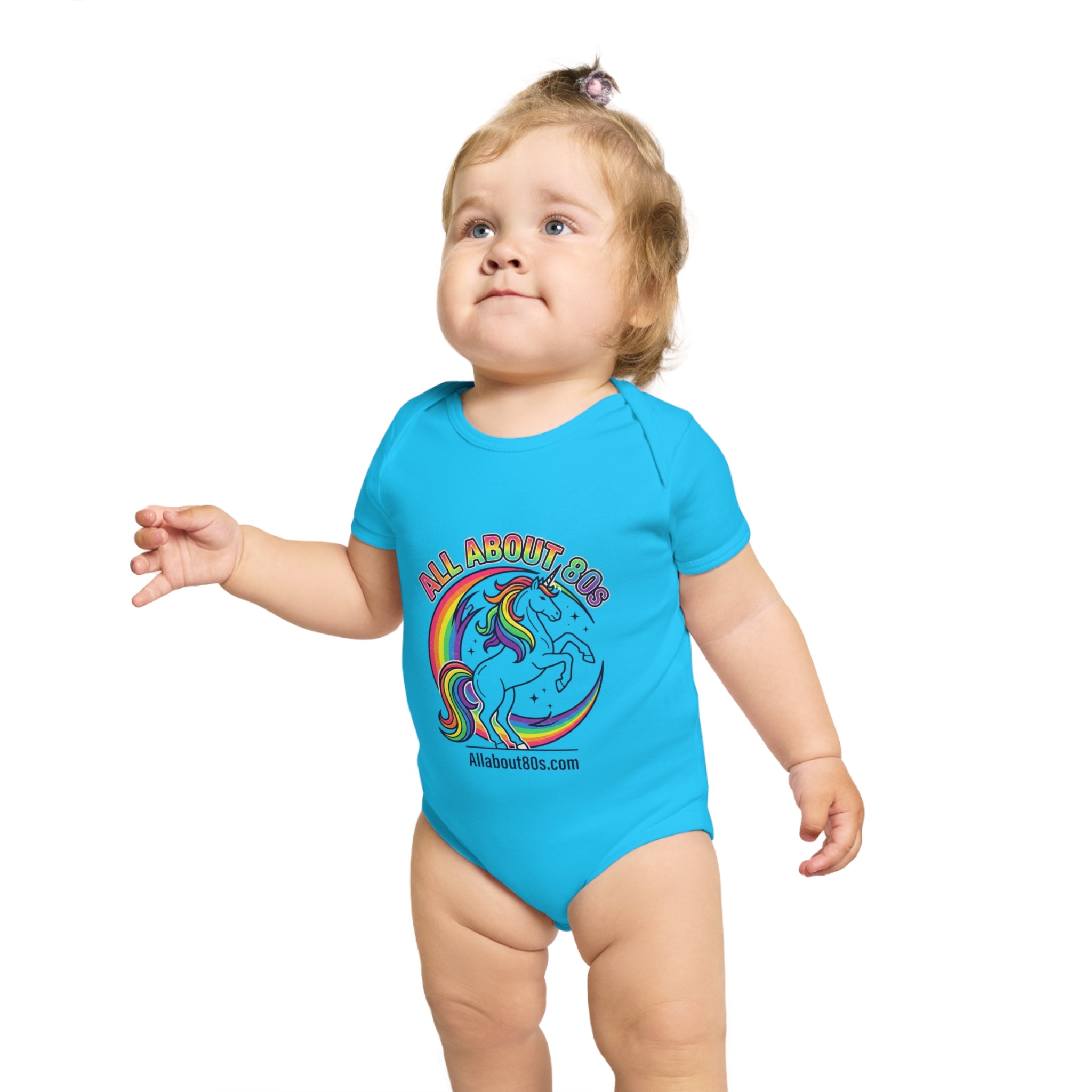 Baby Bodysuit — Rainbow Unicorn "All About 80s" Infant Onesie