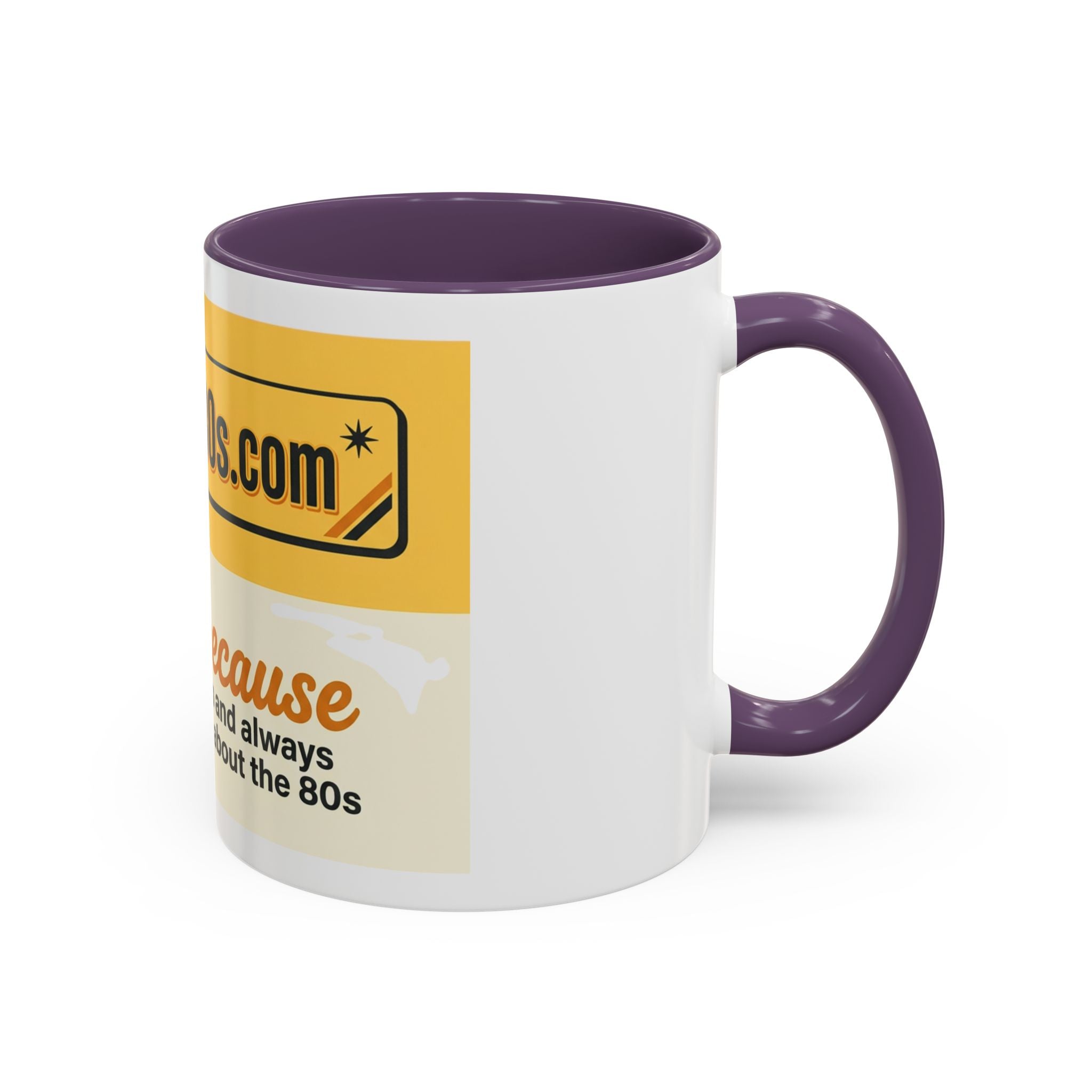 AllAbout80s 'Beecause' Accent Coffee Mug – Retro 80s Bee Design (11/15oz)
