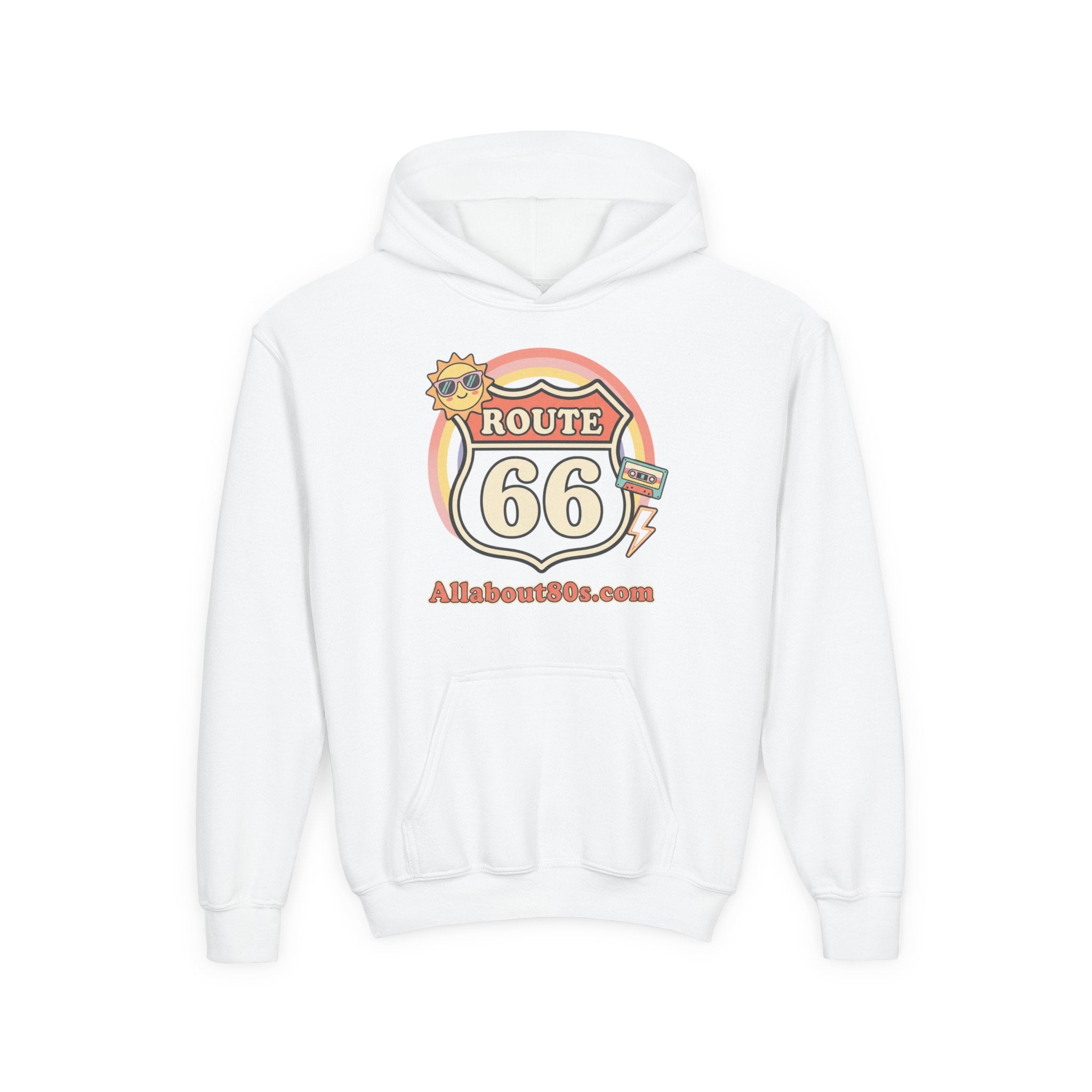 Route 66 Youth Hoodie — Retro Road Trip Graphic Sweatshirt