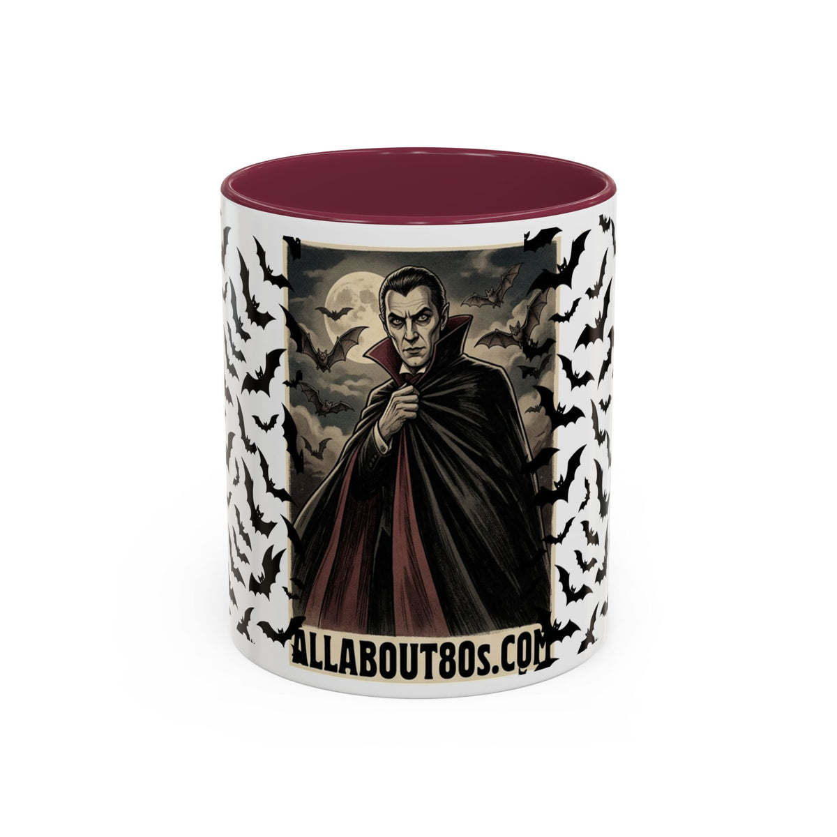 Vampire Dracula Bat Pattern Coffee Mug – Gothic Halloween 11oz/15oz