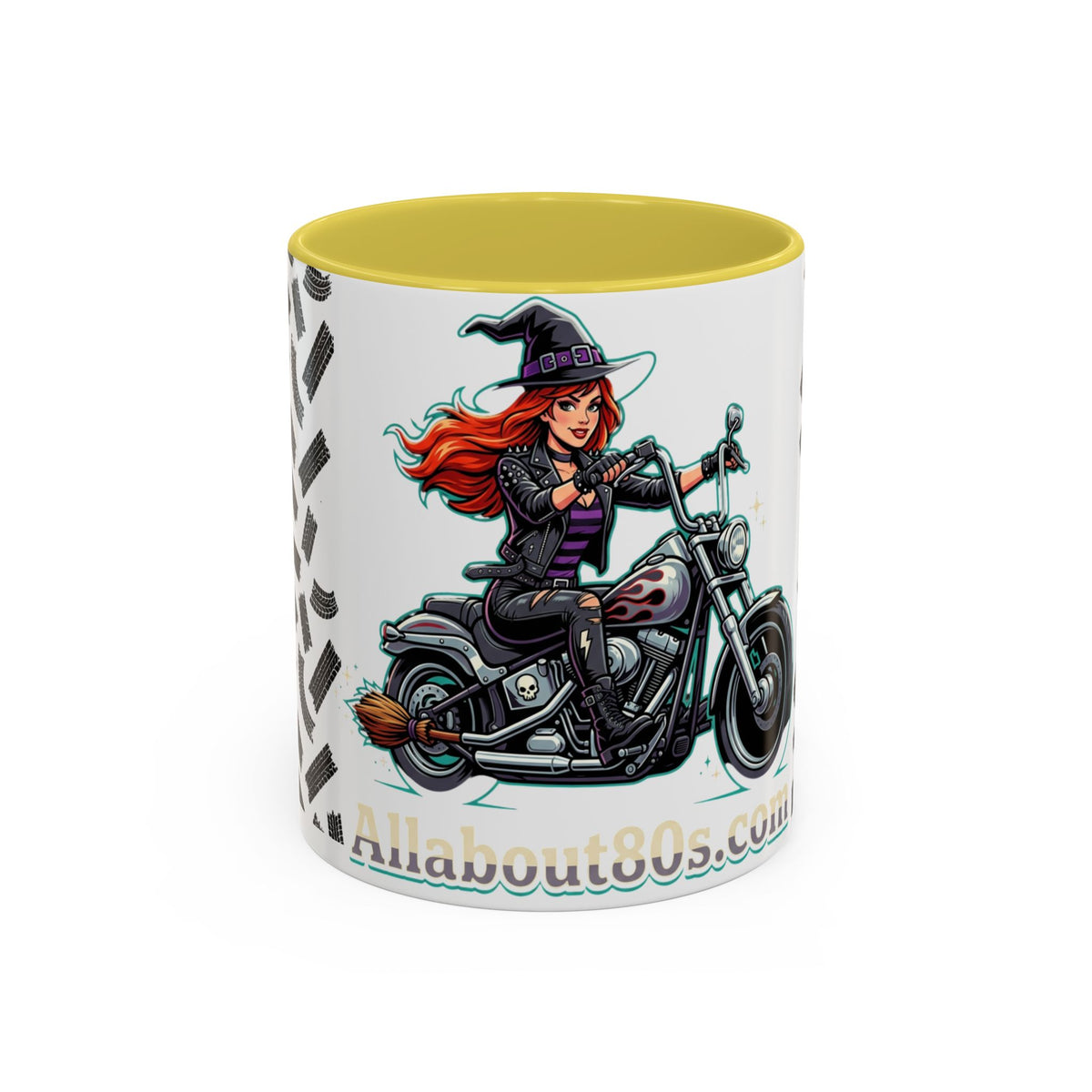 Witch Motorcycle Mug — Red-Haired Biker Witch Ceramic Coffee Cup