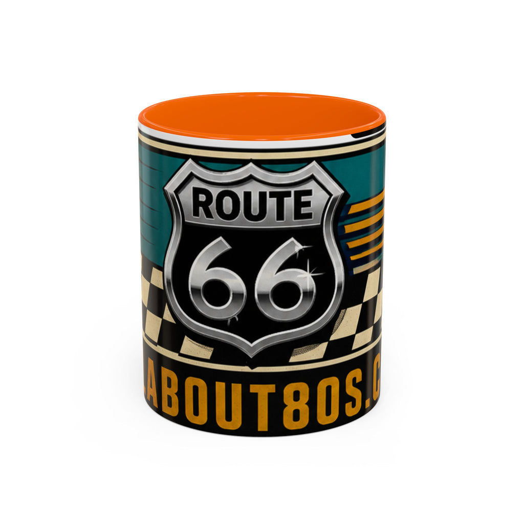 Route 66 Retro Checkerboard Coffee Mug — Vintage Road Trip 11/15oz Accent Mug