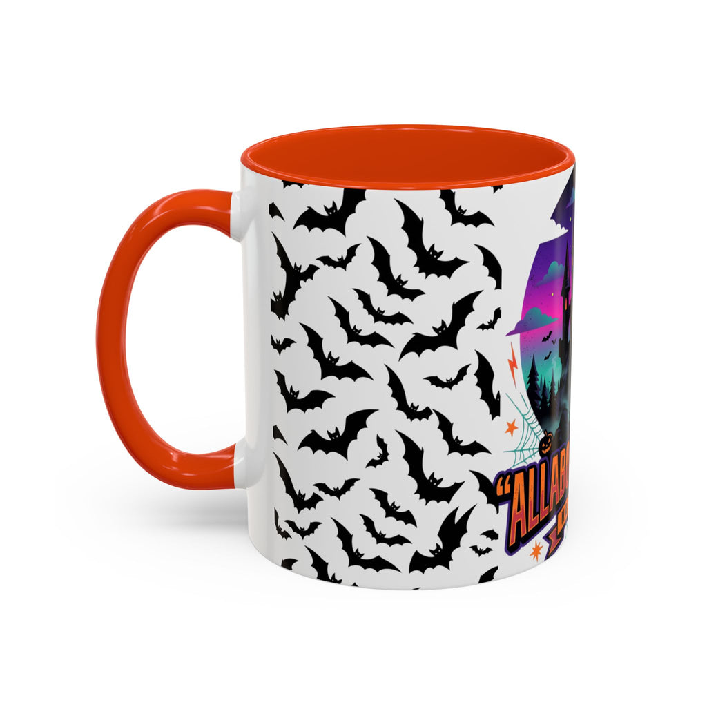 Halloween Haunted Castle Coffee Mug — Colorful Bat Pattern 11oz/15oz