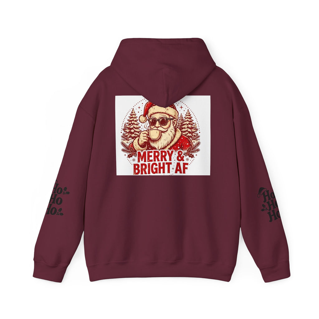 Merry & Bright AF Christmas Santa Hoodie
