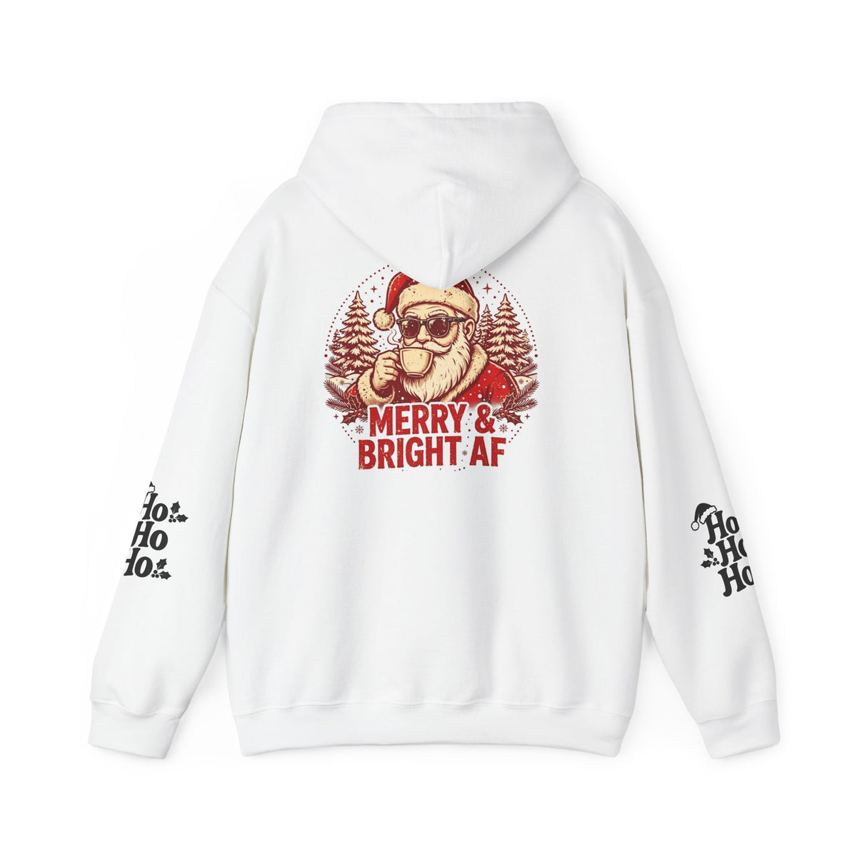 Merry & Bright AF Christmas Santa Hoodie