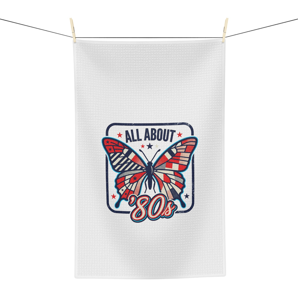 All About 80s Butterfly Tea Towel — Retro Americana Microfiber Tea Towel