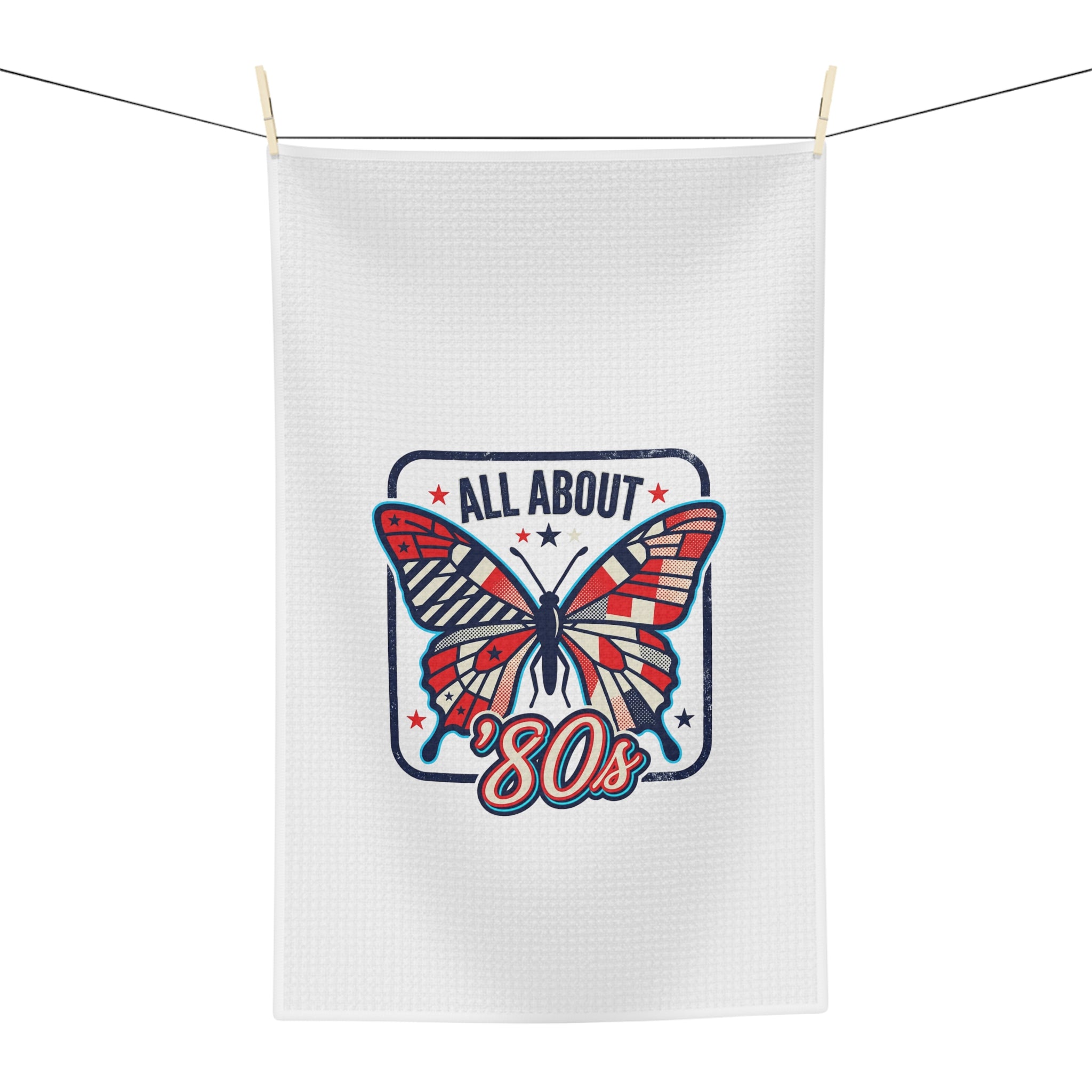 All About 80s Butterfly Tea Towel — Retro Americana Microfiber Tea Towel