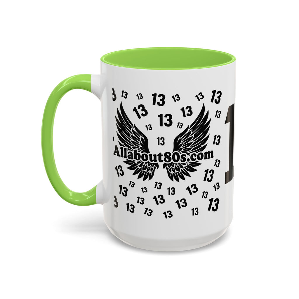 Number 13 Accent Mug — Bold Sports-Style Ceramic Coffee Cup (11oz/15oz)