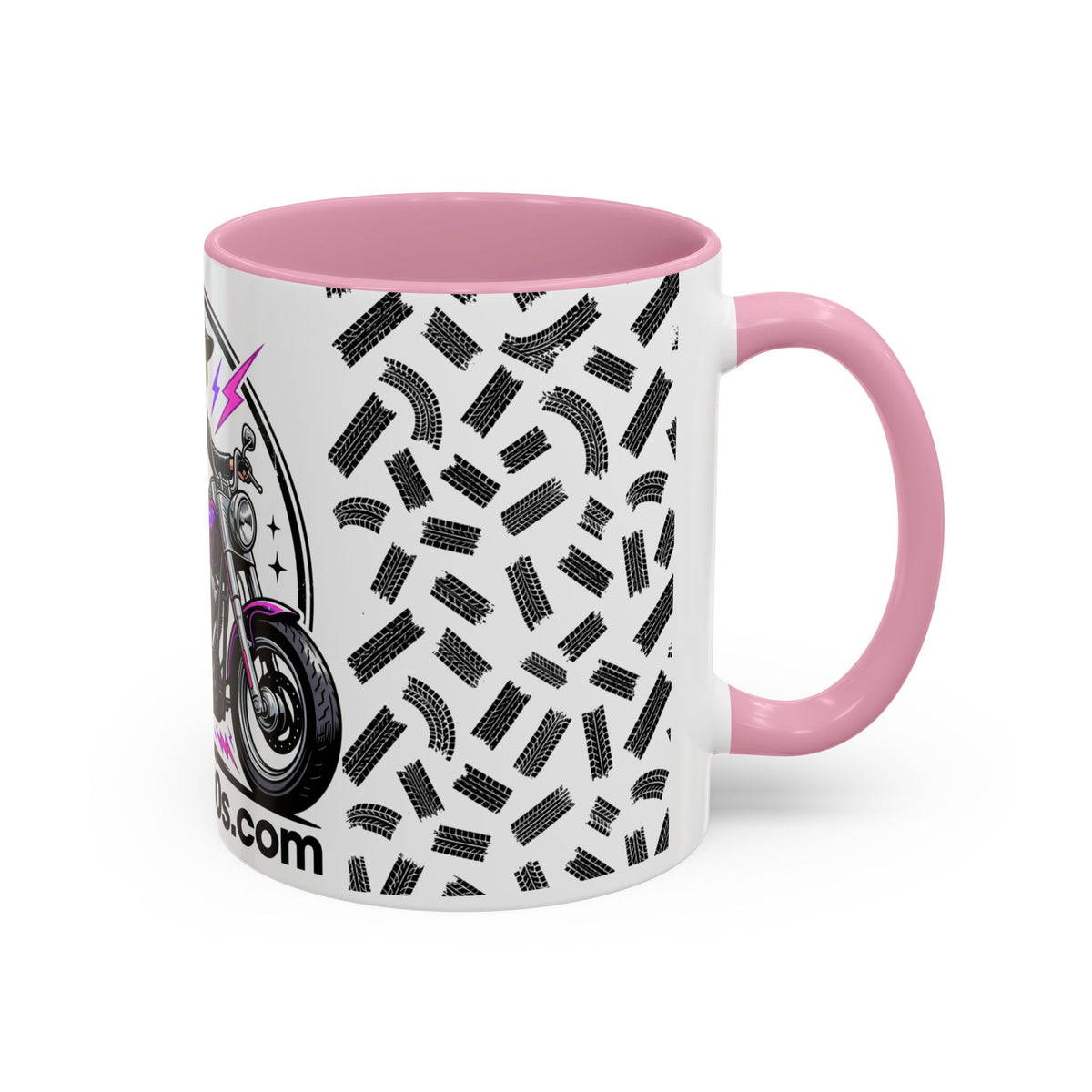 Witch Biker Motorcycle Mug — Retro 80s Neon Witch on Bike Coffee Cup (11oz/15oz)