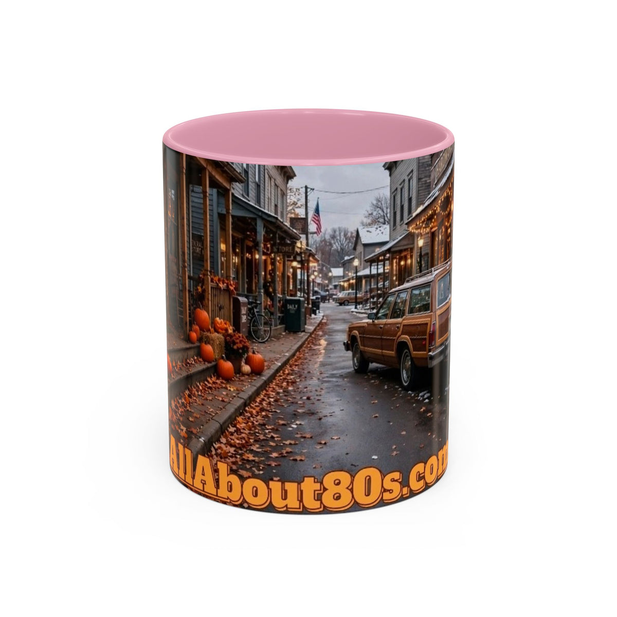 Vintage Small Town Winter Scene Coffee Mug (11oz/15oz)
