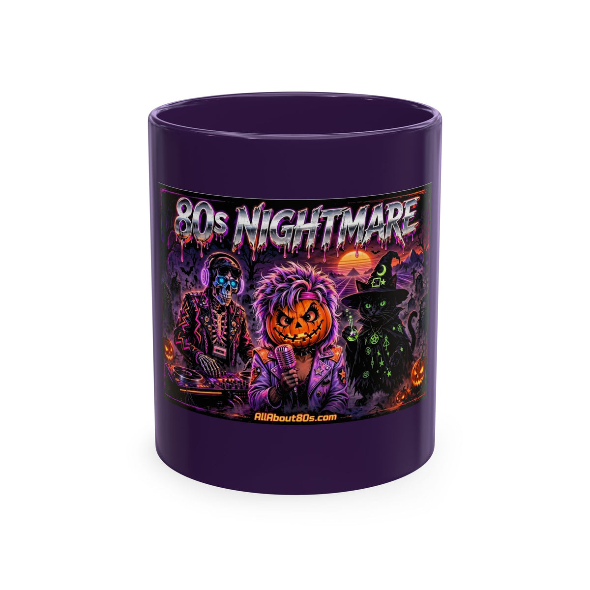 Halloween Nightmares Ceramic Mug – 80s Horror Retro Pumpkin Witch Coffee Cup
