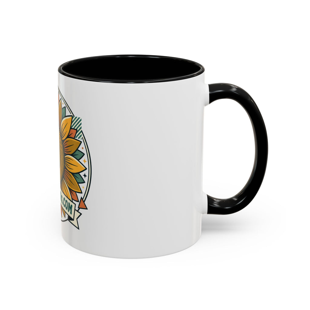 Sunflower Logo Coffee Mug — AllAbout80s.com Accent Ceramic Mug (11/15oz)