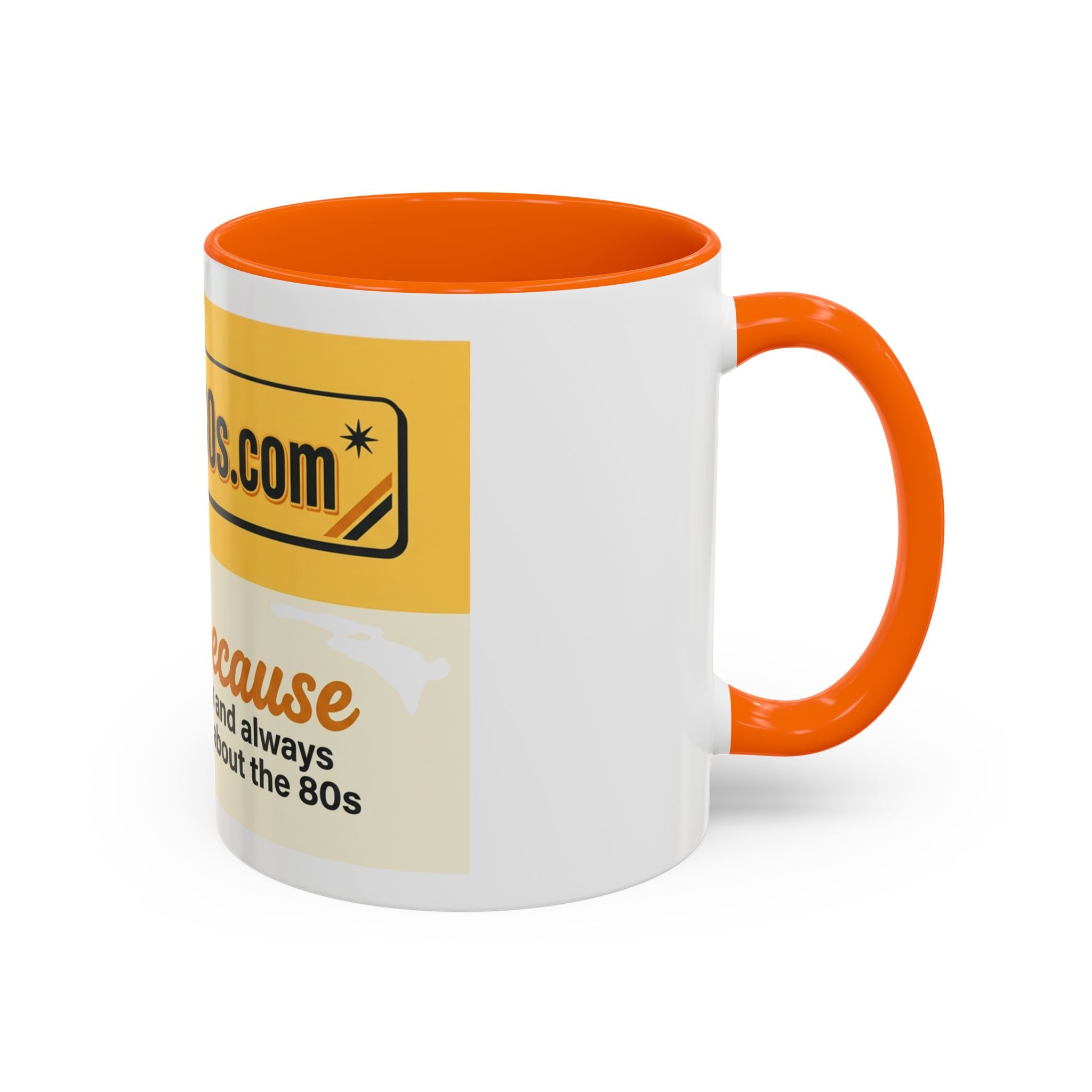 AllAbout80s 'Beecause' Accent Coffee Mug – Retro 80s Bee Design (11/15oz)