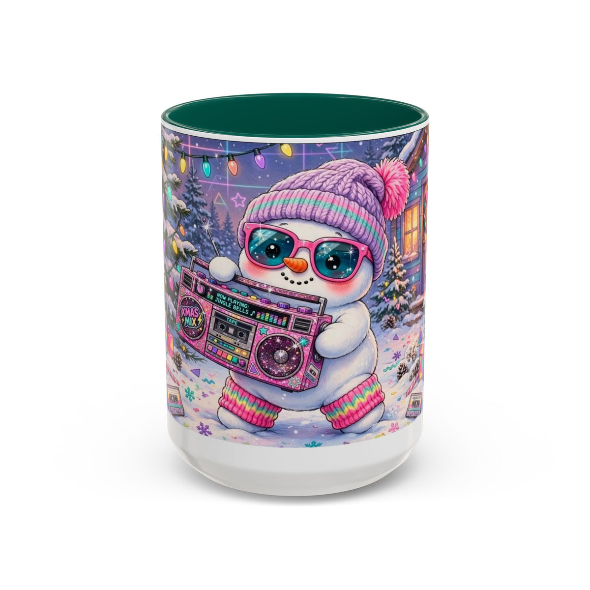 Cool Snowman with Boombox Christmas Mug