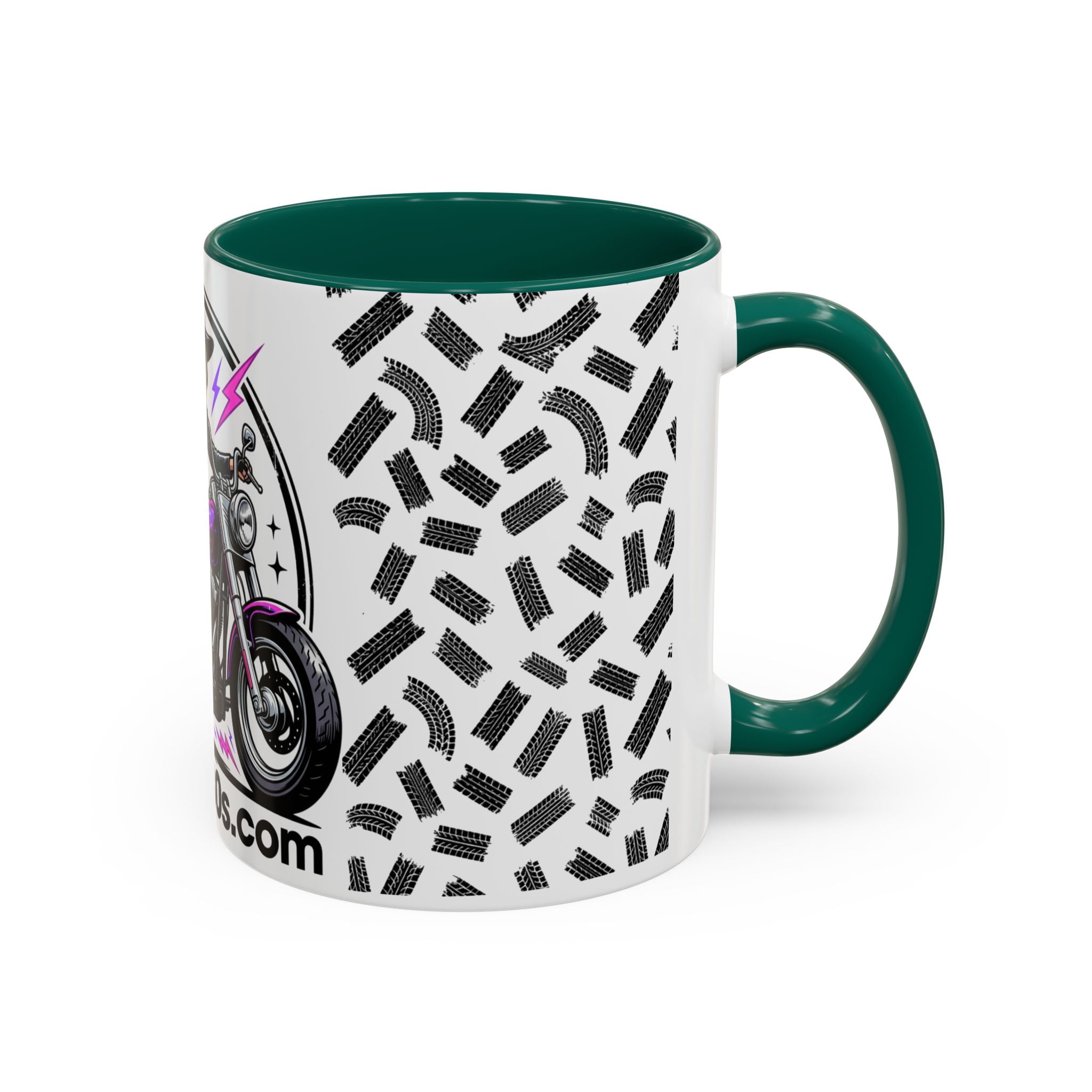 Witch Biker Motorcycle Mug — Retro 80s Neon Witch on Bike Coffee Cup (11oz/15oz)