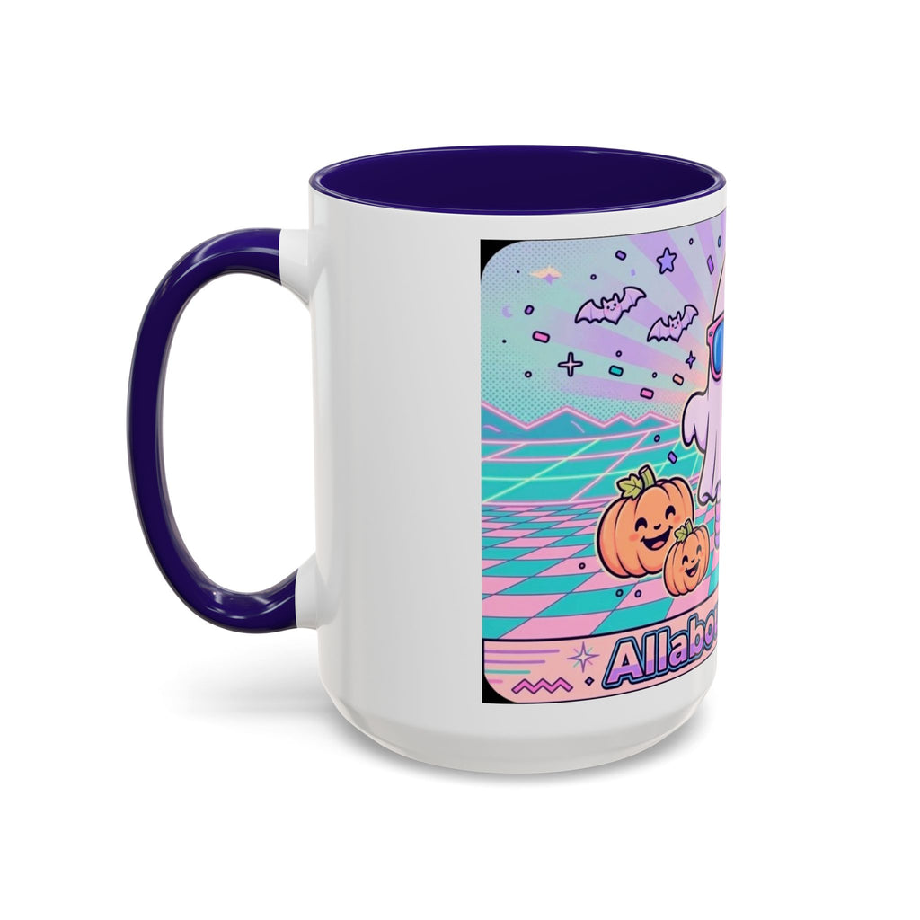 80s Vaporwave Ghost Coffee Mug — Cute Halloween Pumpkin Retro Design (11oz/15oz)