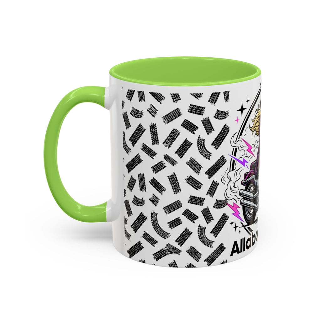 Witch Biker Motorcycle Mug — Retro 80s Neon Witch on Bike Coffee Cup (11oz/15oz)