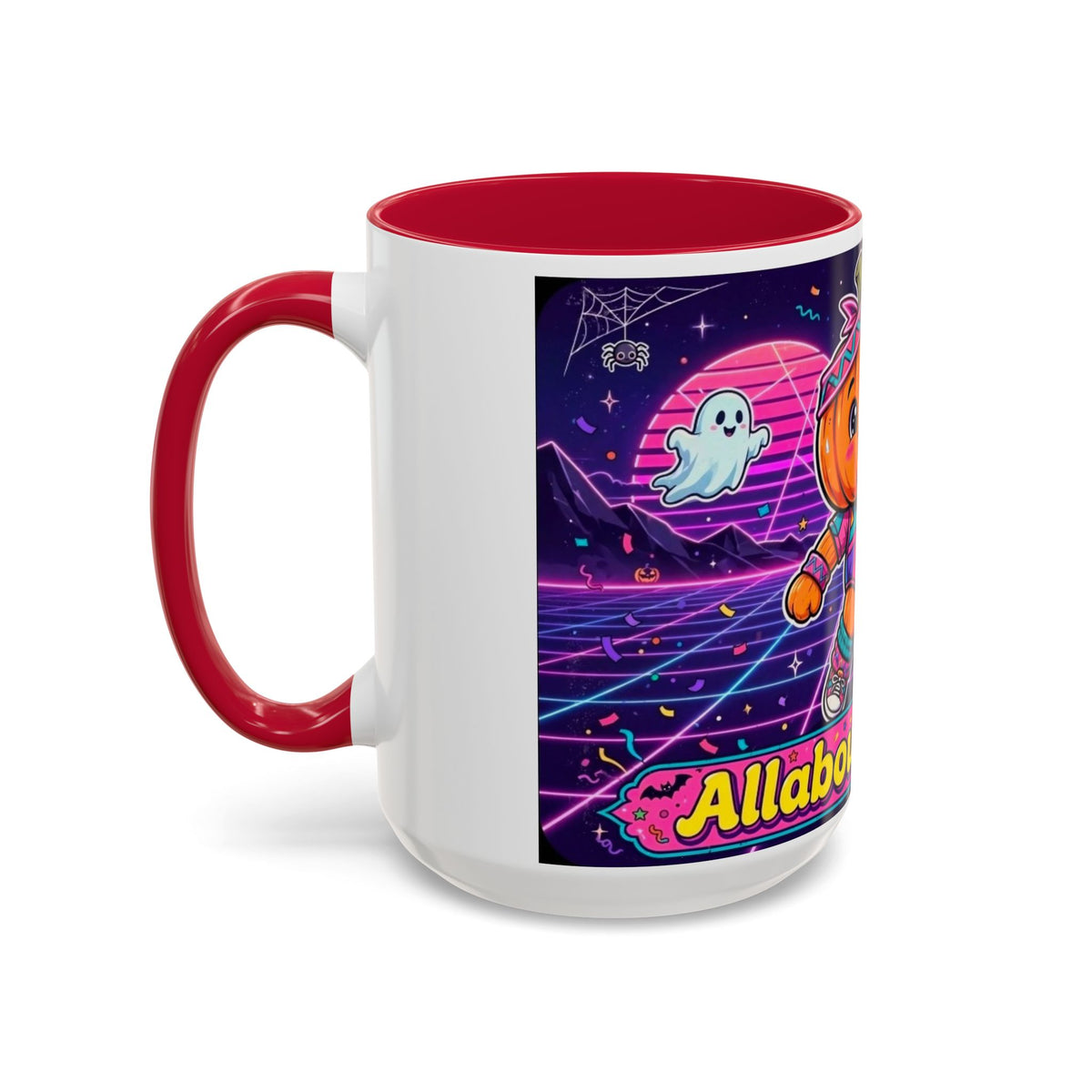 80s Retro Pumpkin Mug – Cute Neon Halloween Coffee Cup (11oz/15oz)