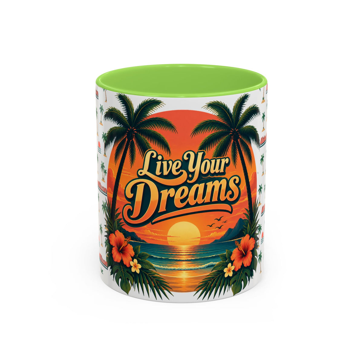 Live Your Dreams Tropical Sunset Mug
