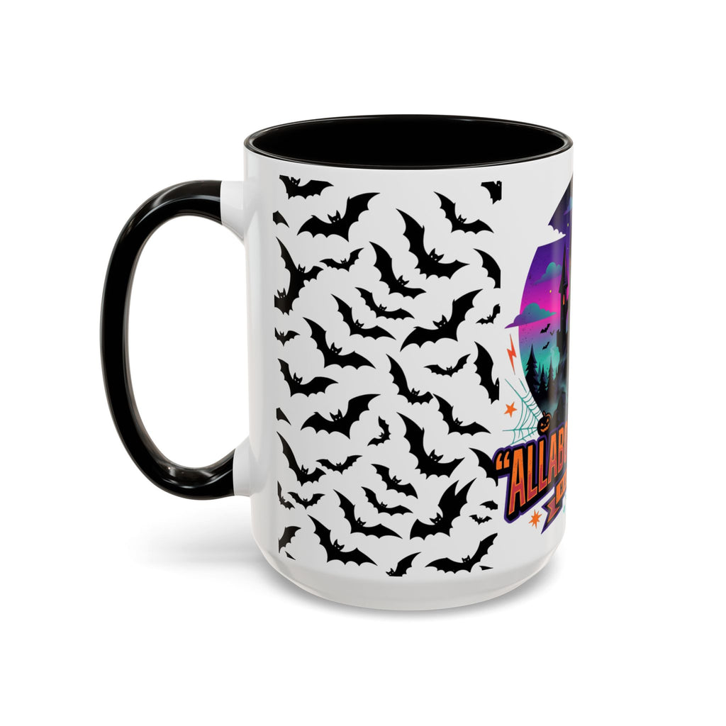 Halloween Haunted Castle Coffee Mug — Colorful Bat Pattern 11oz/15oz