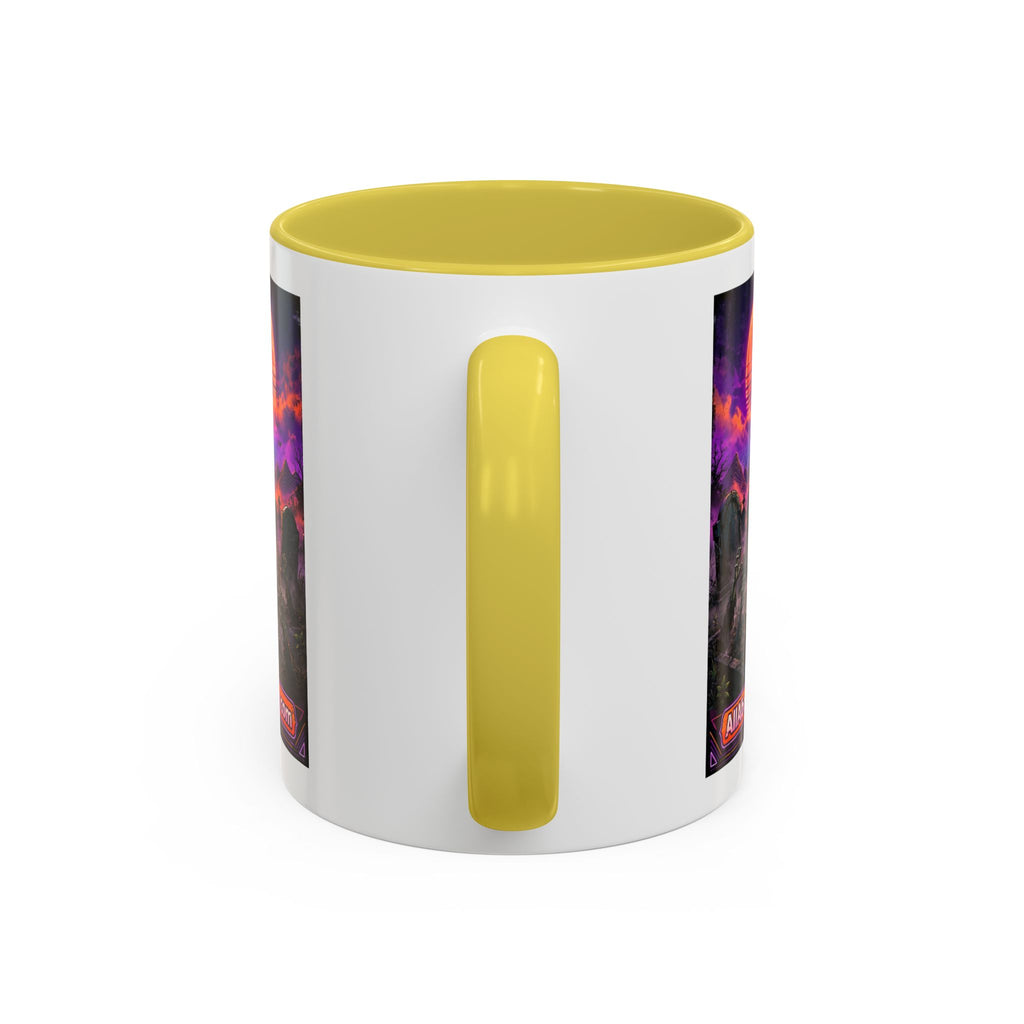 80s Retro Graveyard Sunset Mug — Vaporwave Neon Coffins Coffee Cup (11oz/15oz)