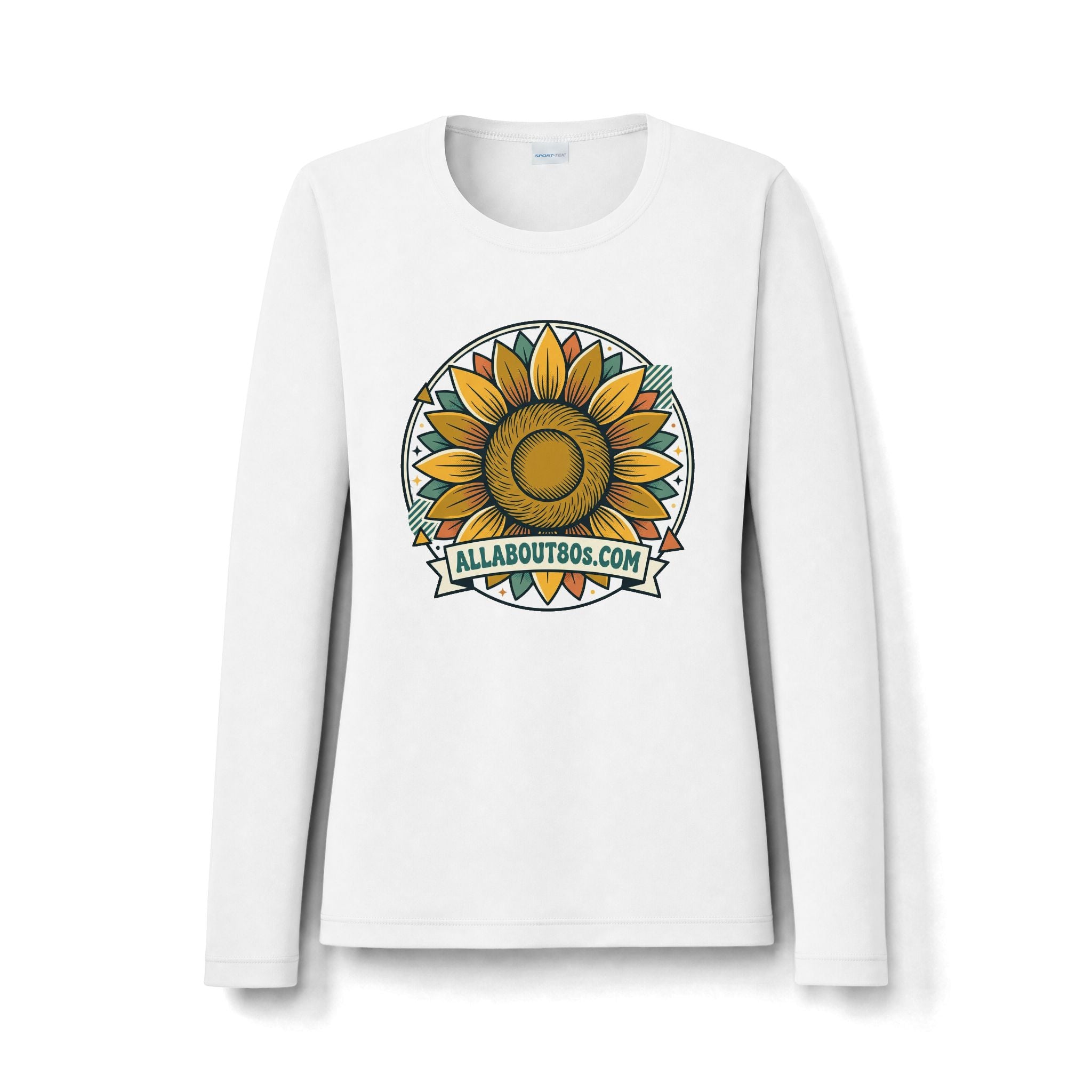 Women's Sunflower Graphic Long Sleeve — "allaboutbos.com" Logo Tee
