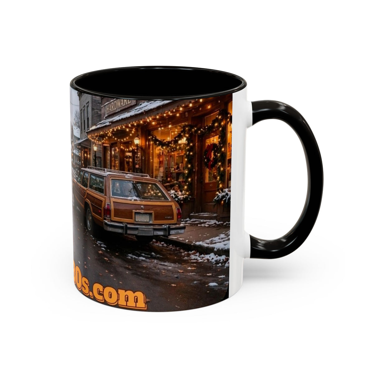 Vintage Small Town Winter Scene Coffee Mug (11oz/15oz)
