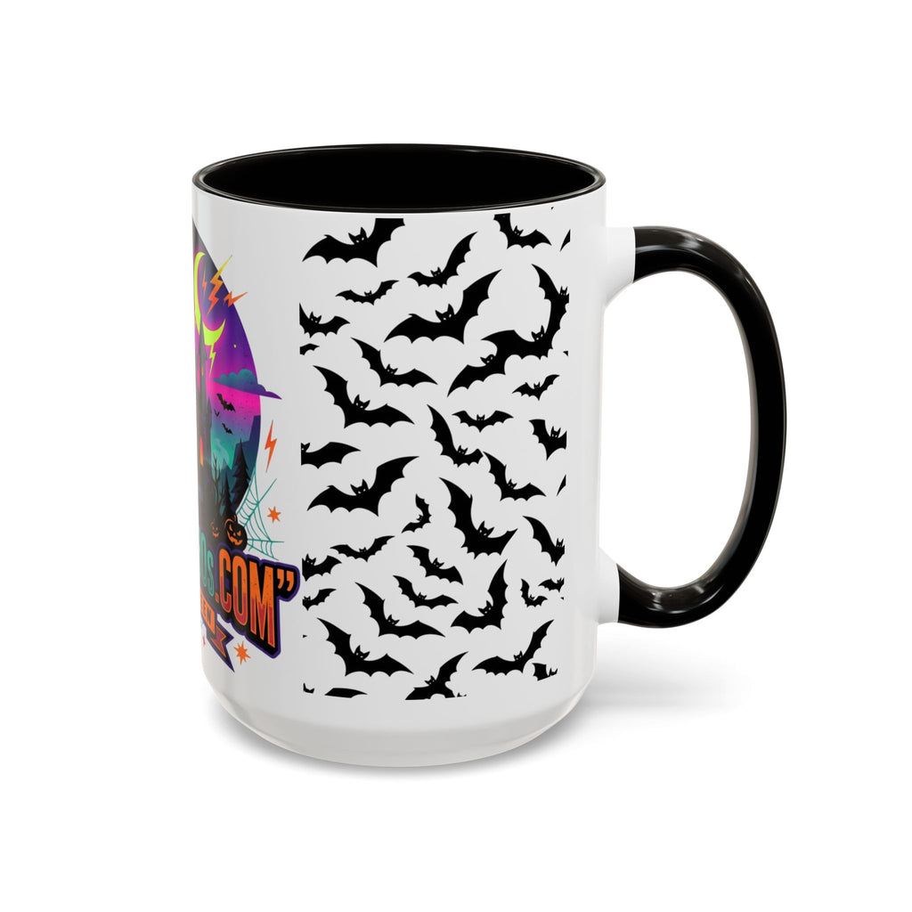 Halloween Haunted Castle Coffee Mug — Colorful Bat Pattern 11oz/15oz
