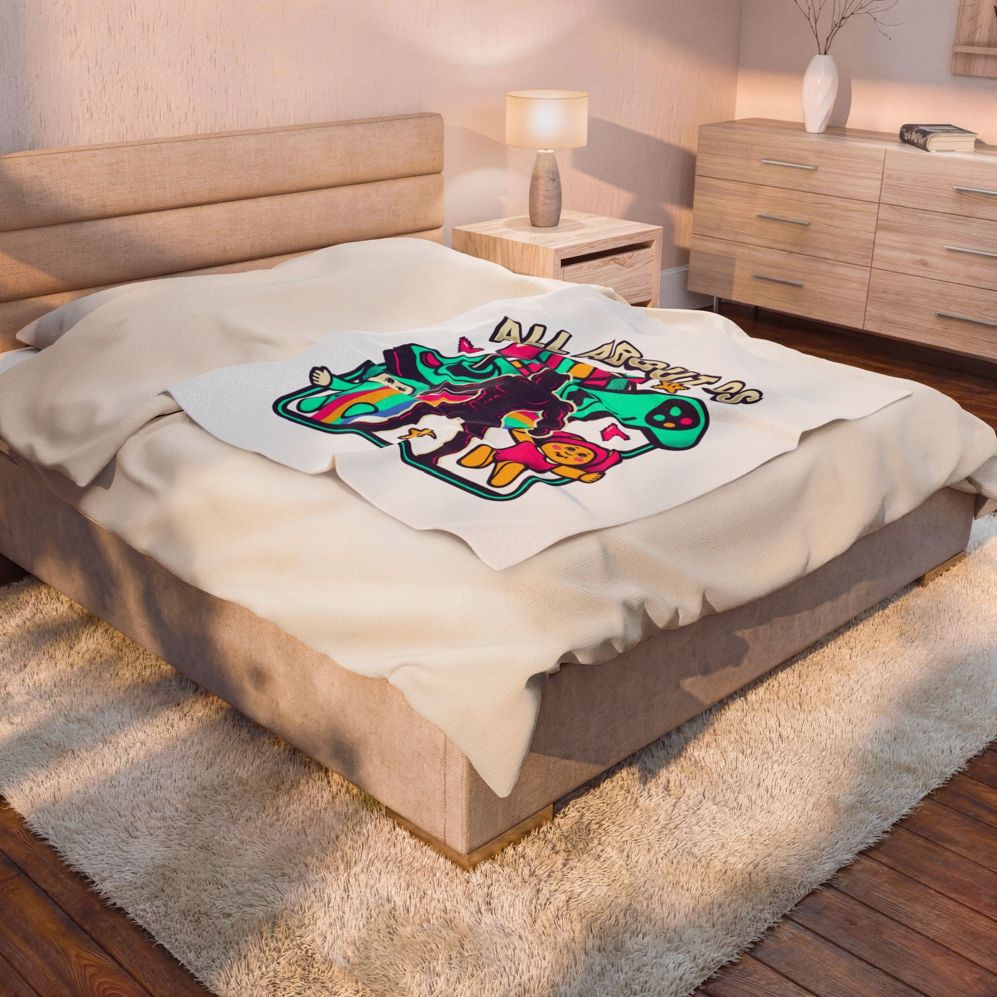 All About 80s Velveteen Plush Blanket — Retro Gaming & Nostalgia Throw