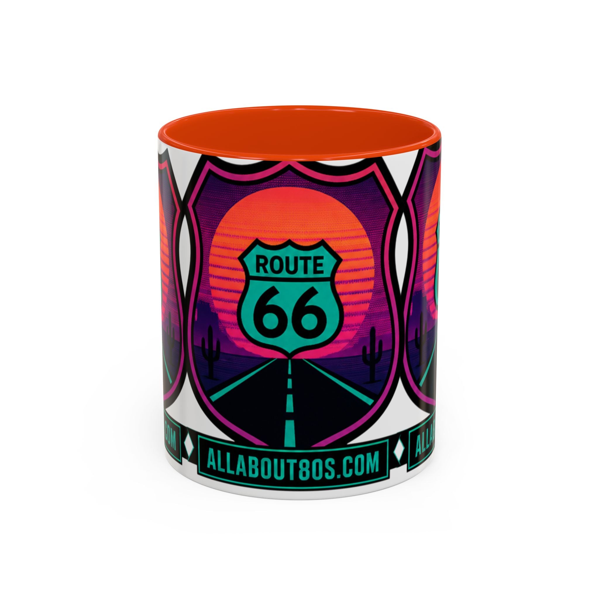 Route 66 Sunset Mug — Retro Neon Travel Coffee Cup (11oz & 15oz)