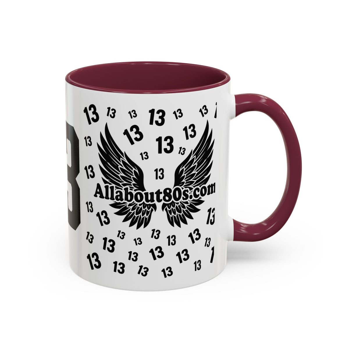 Number 13 Accent Mug — Bold Sports-Style Ceramic Coffee Cup (11oz/15oz)