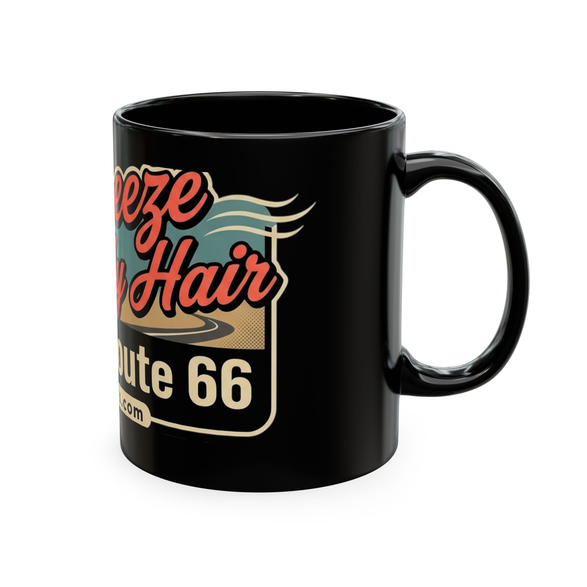 Cool Breeze in My Hair Route 66 Motorcycle Mug — Retro Biker Coffee Cup