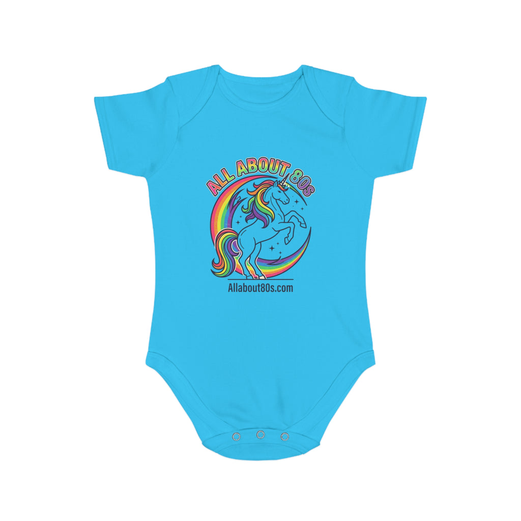 Baby Bodysuit — Rainbow Unicorn "All About 80s" Infant Onesie