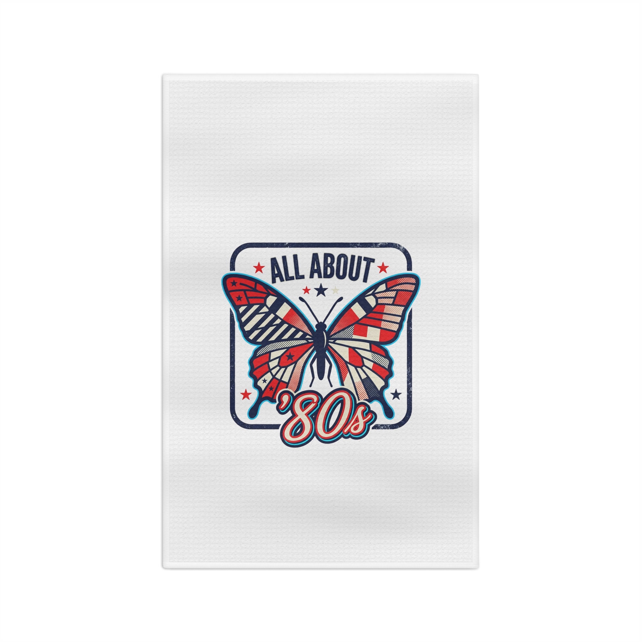 All About 80s Butterfly Tea Towel — Retro Americana Microfiber Tea Towel
