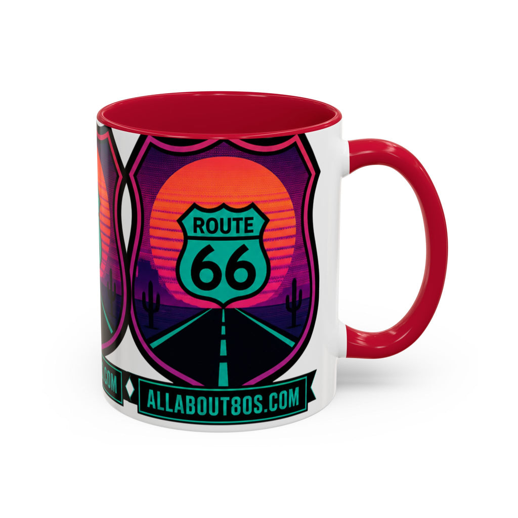 Route 66 Sunset Mug — Retro Neon Travel Coffee Cup (11oz & 15oz)