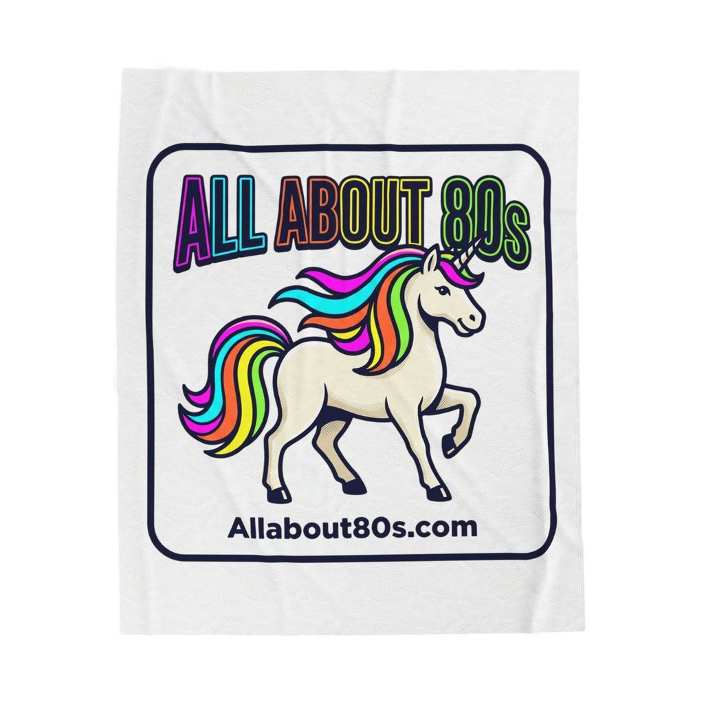 Velveteen Blanket — "All About 80s" Rainbow Unicorn Retro Throw