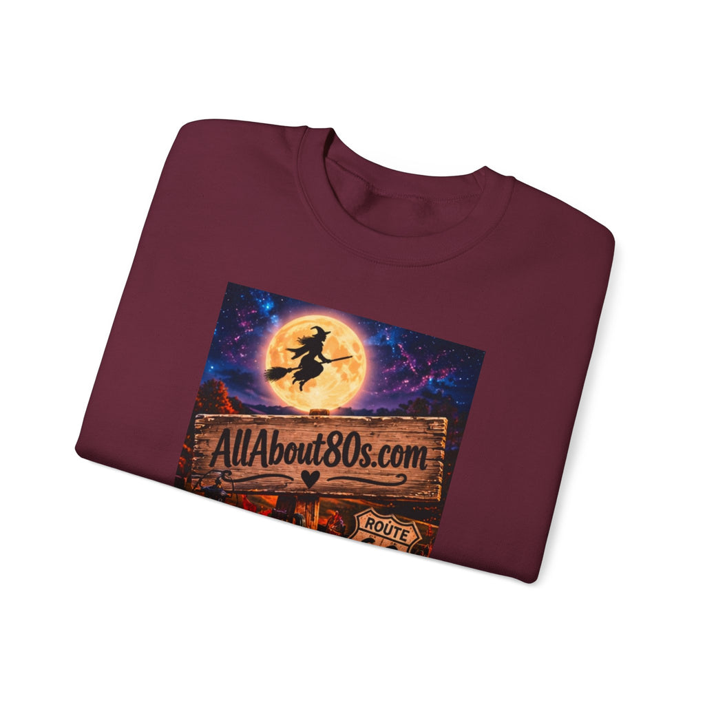 Halloween Route 66 Sweatshirt — AllAbout80s.com Pumpkin Witch Crewneck