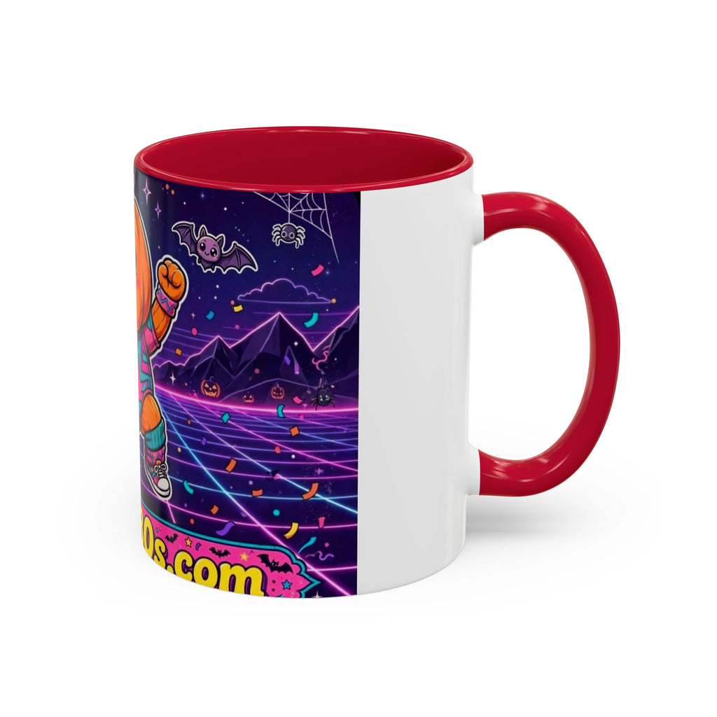 80s Retro Pumpkin Mug – Cute Neon Halloween Coffee Cup (11oz/15oz)